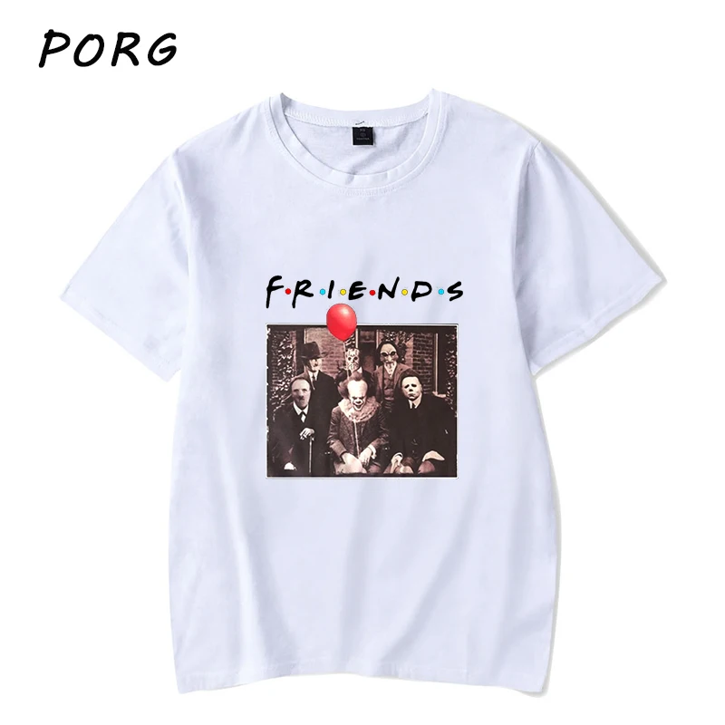 

Horror Pennywise Friends Michael Myers Jason Voorhees Halloween White T Shirt Women Gothic Matching Vintage TShirt Harajuku Tops