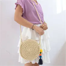 Летние женские тканые круглые в форме руки плетеная Сумка из ротанга соломенный кошелек ручная работа плетеная через плечо пляжная