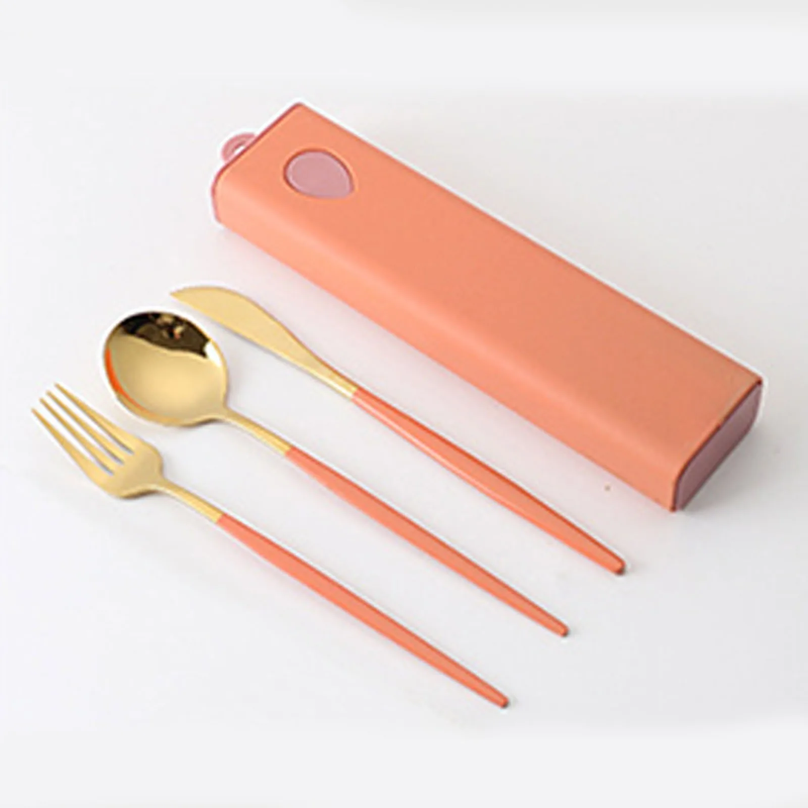 3PCs/4PCs Glossy Stainless Steel Tableware Spoon Fork Knife Straw Reusable Travel Cutlery Set Camp Utensils Set Portable Case