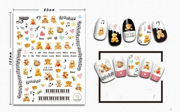

Nail Sticker 3D Nails Art Slider Tattoo Foil Love Bear Note Design Decoration Manicure Tips Adhesive Sticker Wraps Pegatinas