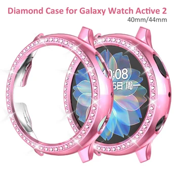 

40mm 44mm Case for Samsung Galaxy Watch Active 2 Frame with Crystal Diamond Bumper Cover Case for Galaxy Watch Active 2 Pink