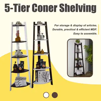 

5 Tier Corner Shelf Floor Shelf Bookshelf Tower Storage Book Plants Display Living Room Bedroom Rack Stand Home Decor Organizer