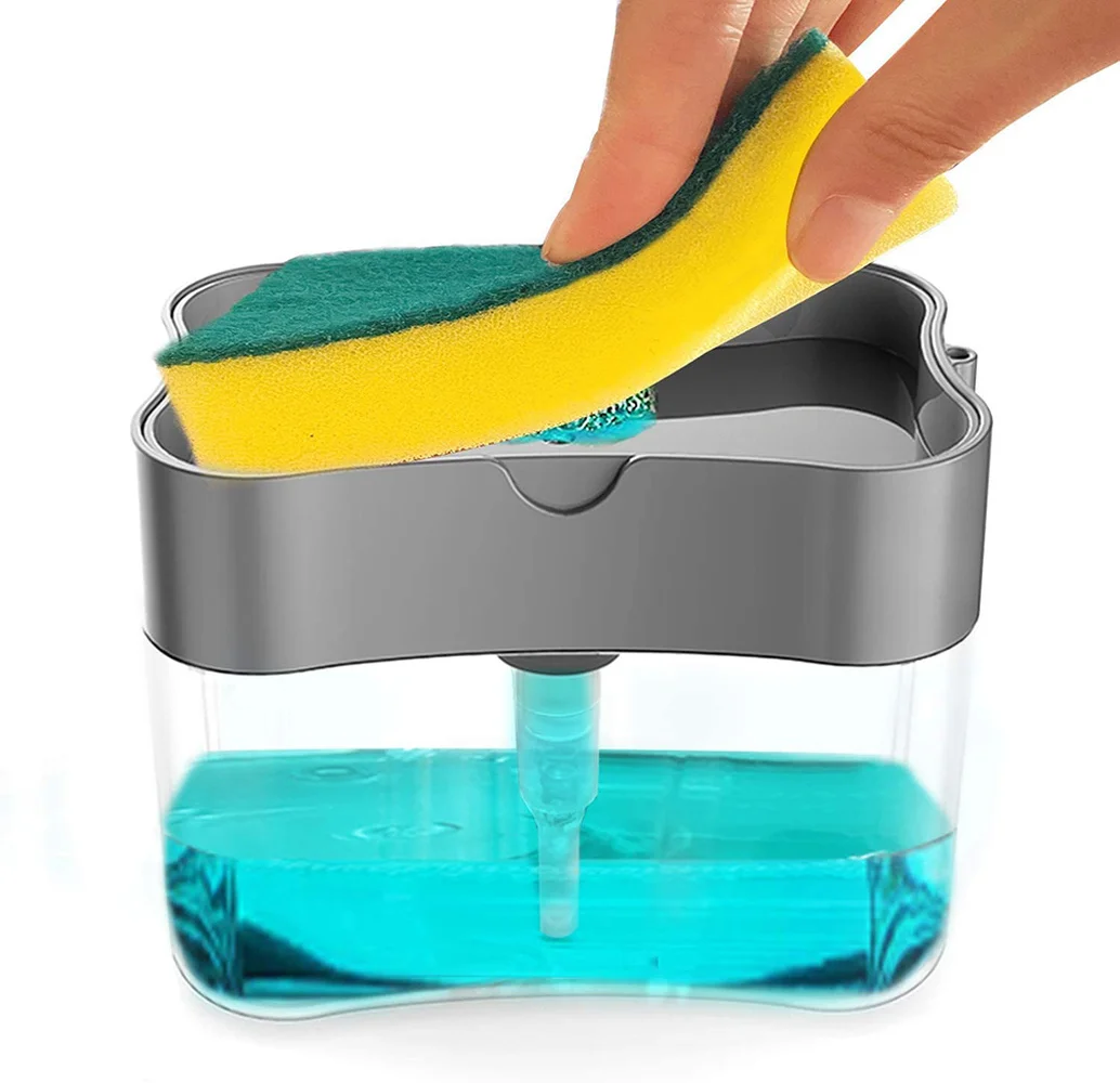 Soap Pump Dispenser with Sponge Holder Cleaning Liquid Dispenser