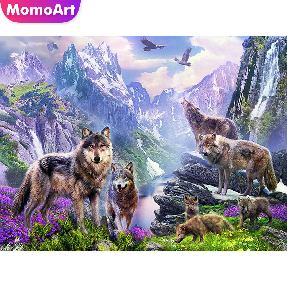 

MomoArt Diamond Painting Landscape Diamond Mosaic Wolf Diamond Embroidery Full Drill Square Cross Stitch Flowers