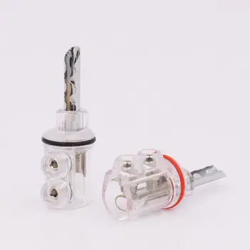 

4pcs Hifi Transparent Rhodium plated audio BFA banana Cover Audio Banana Plug 1Set 4mm for speaker cable without Box