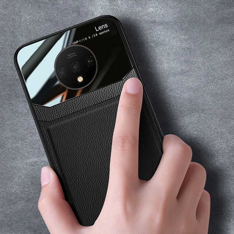 KEYSION противоударный кожаный чехол для OnePlus 7T 7T Pro, зеркальное стекло, силиконовая задняя крышка для телефона для OnePlus 7 7 Pro 6 6T 1+ 7T Pro