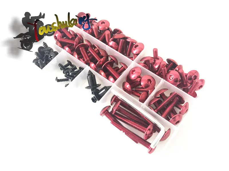 Для kawasaki ZZR600 2005-2009 ZZR600 1990-2004 Универсальный Комплект болтов обтекателя Набор гаек - Цвет: Красный