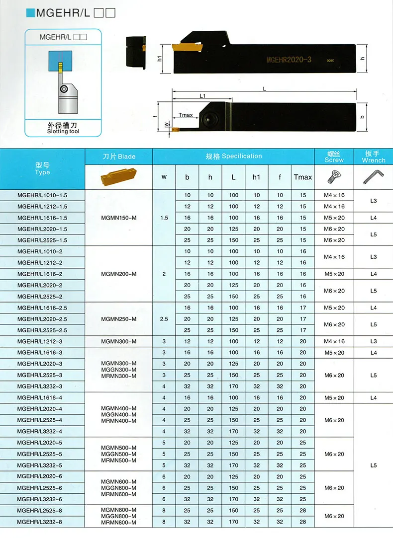 1 шт. MGEHR1616 держатель инструмента Расточная планка с 10 MGMN вставки и гаечный ключ