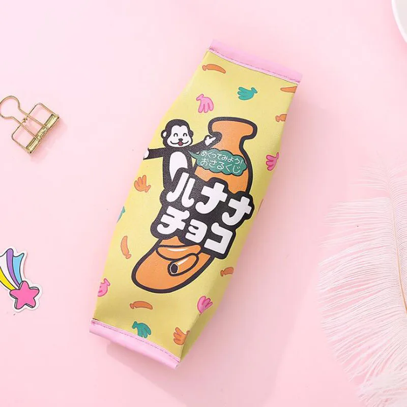 Светло-зеленый 1 шт. милый чехол-карандаш для девочек Kawaii закуски попкорн сыр Сумочка для ручек и карандашей канцелярская сумка для школьных принадлежностей PU пенал - Цвет: Светло-зеленый