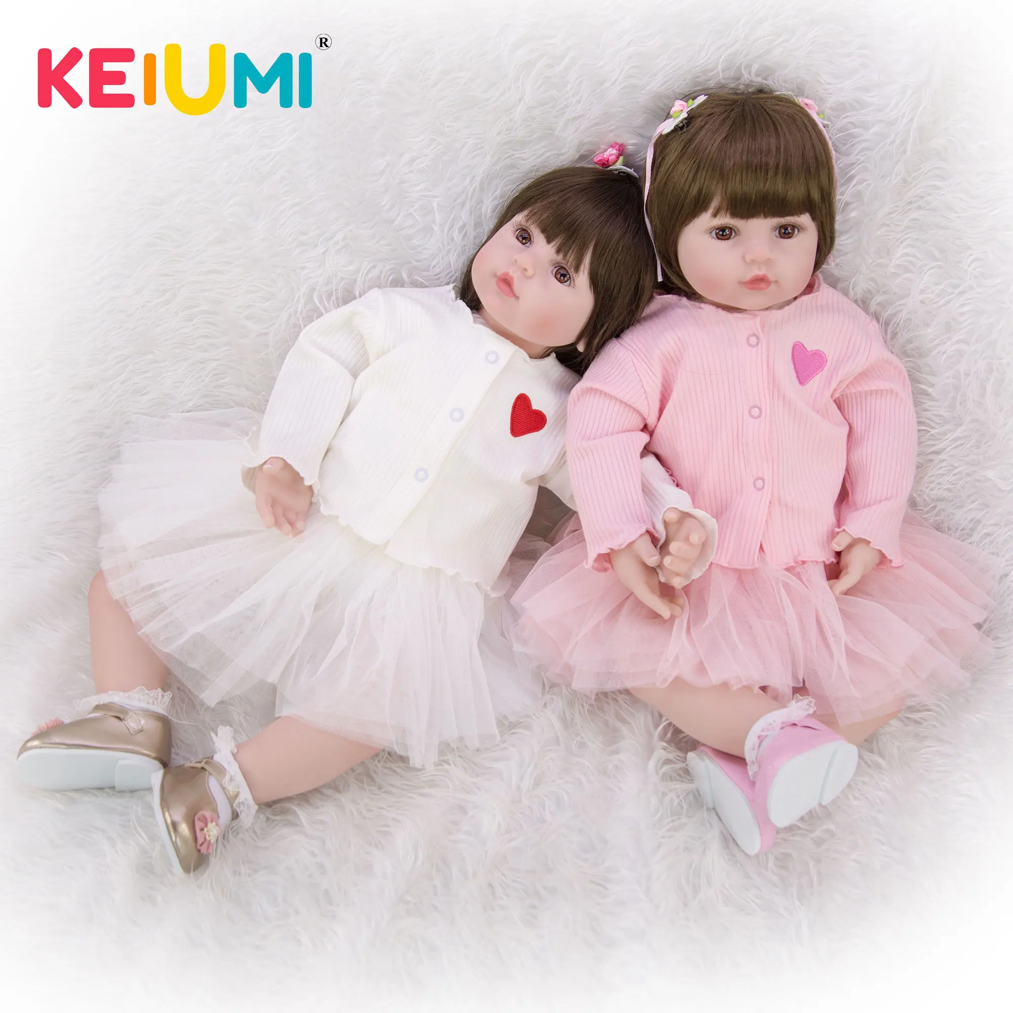 

KEIUMI 2019 New Design Reborn Baby Doll 24 Inch Soft Silicone Realistic Reborn Baby Twins Princess Dolls Toys For Birthday Gifts