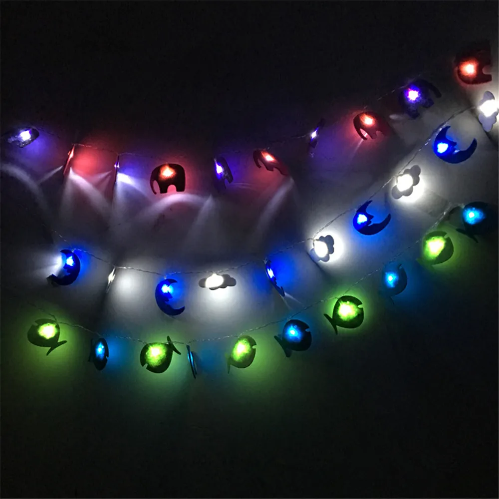 

LED Light String New Cartoon Elephant Moon Fish String Lights Christmas Day Decorative Battery Box Led Lights