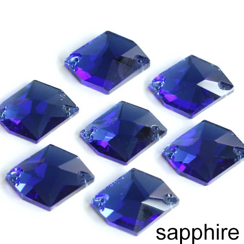 Sapphire 5 размеров космические Формы разноцветные стеклянные пришивные стразы с плоской задней частью прозрачные AB пришивные стразы с 2 отверстиями для одежды B0681 - Цвет: Sapphire