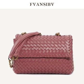 

Luxury Brand Women's Shoulder Bag 100% Leather Top Sheepskin 2020 New-Style Gold-Tone Chain Bag Super Beautiful Textile Bag Art