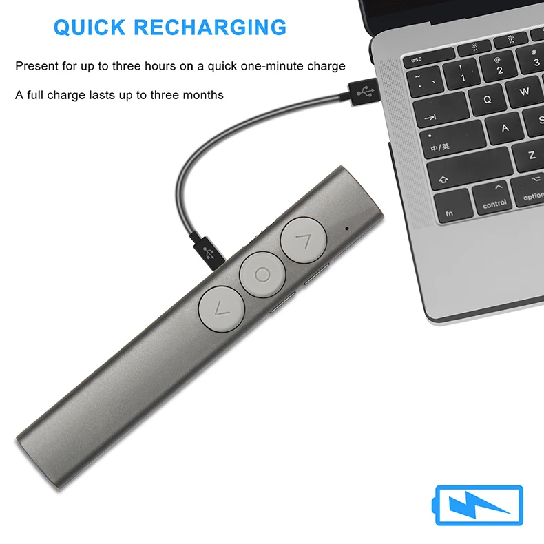 AVATTO 2.4G Wireless Presentation Laser Pointer Pen, Rechargeable Powerpoint PPT Presenter Clicker Remote Control