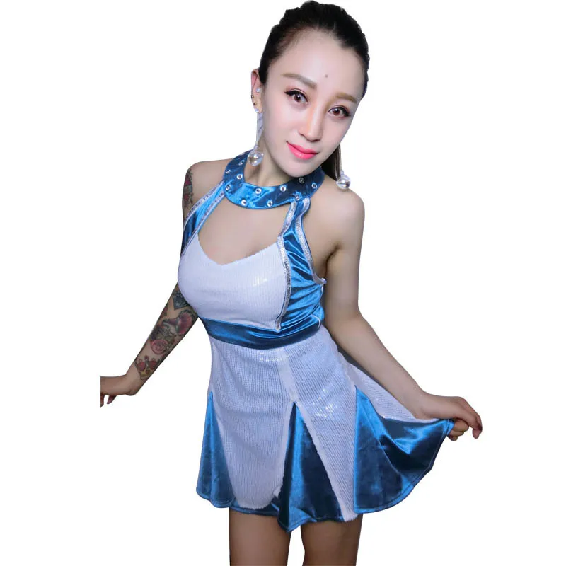 Rhinestone DS Bar Performance New Sexy Nightclub DJ Singers gogo Collar Dance Costume Jazz Dancer Stage Dance Costume For Singer (6)