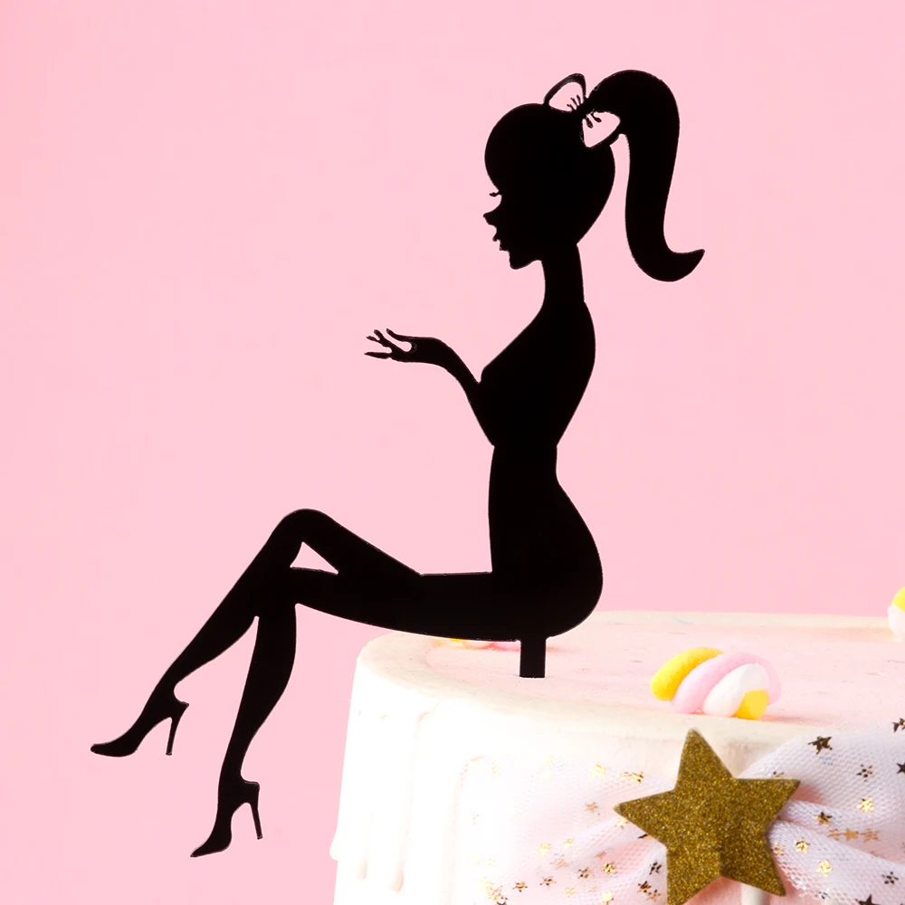1 ПК акрил черный высокий каблук леди девушка формы торт Топпер вечерние принадлежности для дня рождения свадьбы кексы аксессуар для украшения инструменты