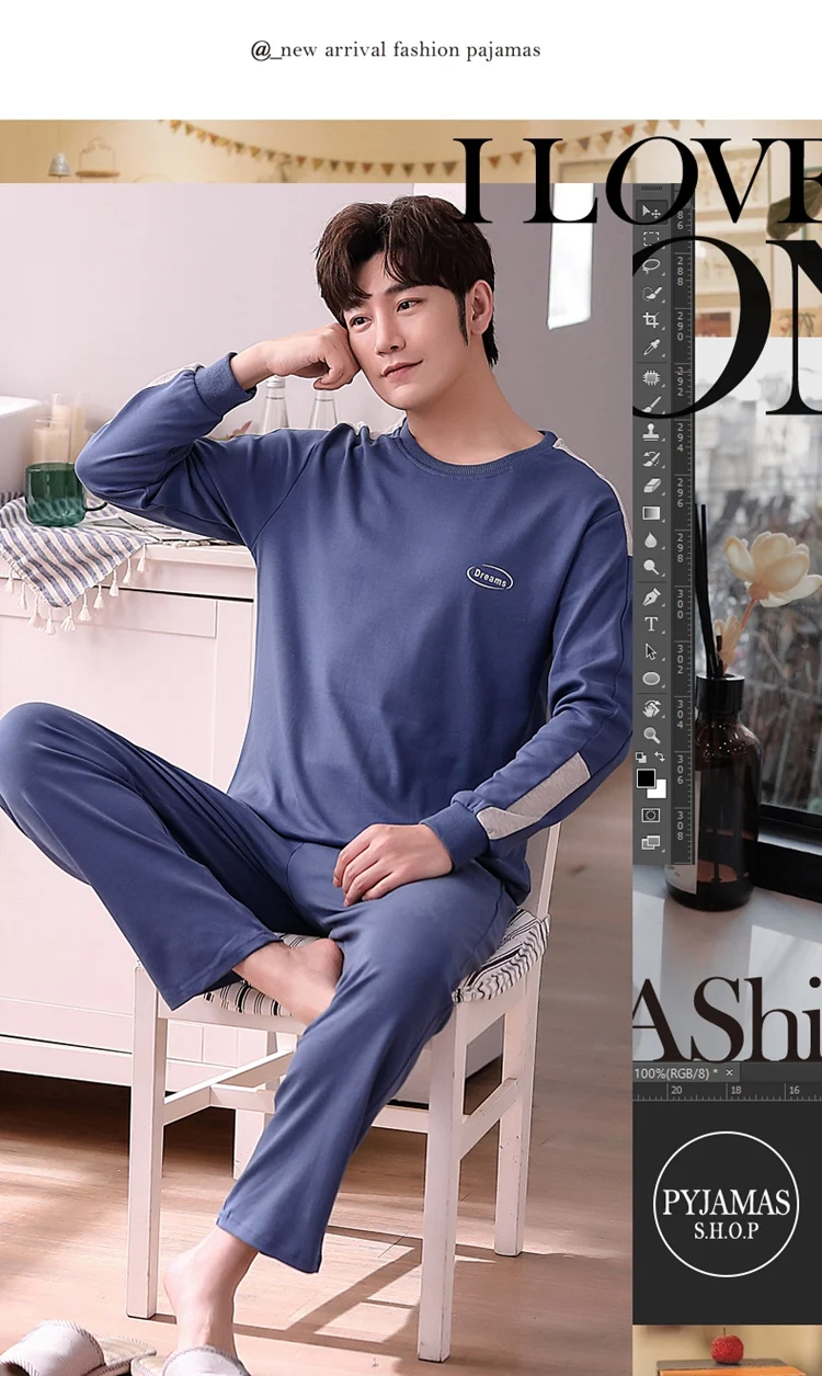 2021 Autumn Long Sleeve Cotton Pajama Set for Men High Quality Casual Plaid Sleepwear Suit Male Loungewear Homewear Home Clothes silk pajama pants