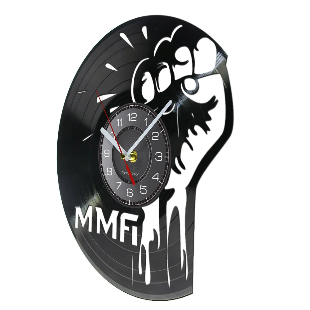 Leistungsstarke Faust MMA Wanduhr Aus Echt VInyl Record Mixed Martial Arts Sport Muskel Faust LED Wand Uhr Geschenk für Fighters