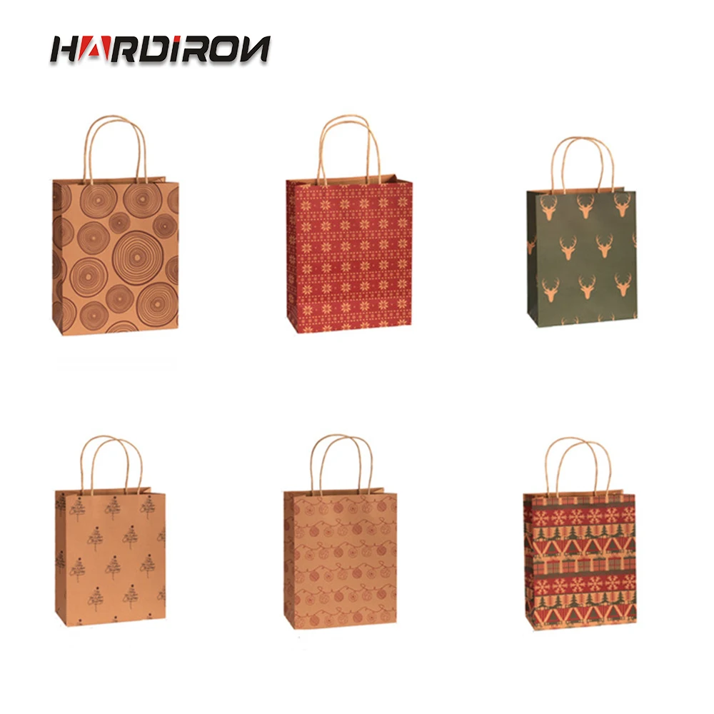 

HARDIRON 10/20/30Pcs Christmas Kraft Paper Clothes Bag Hand Gift Box Bags Birthday Packaging Tote Bag