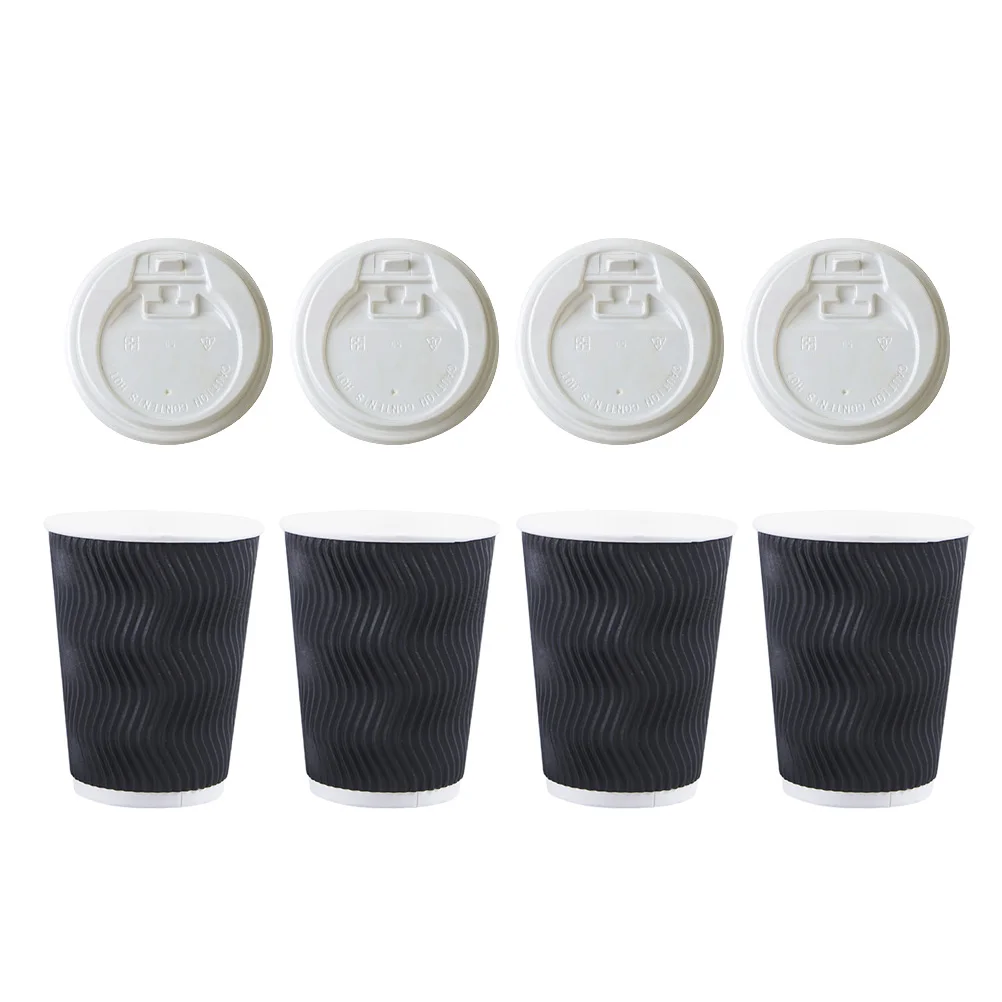

Disposable Coffee Cups Insulation Takeaway Threaded Paper Cup with Lid Anti-scalding milk Cup for Home Coffee store tableware