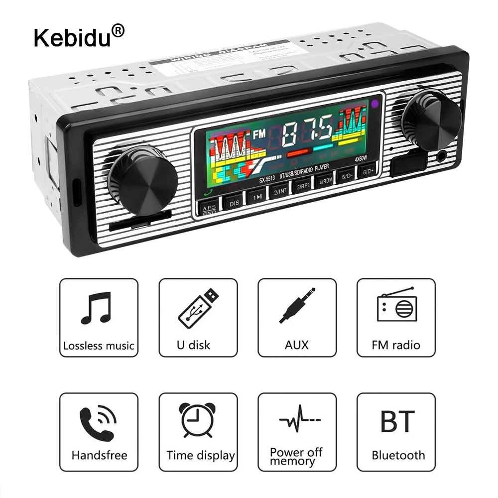 Автомагнитола kebidu Автомобильный MP3-плеер с поддержкой Bluetooth AUX USB FM 12 В |