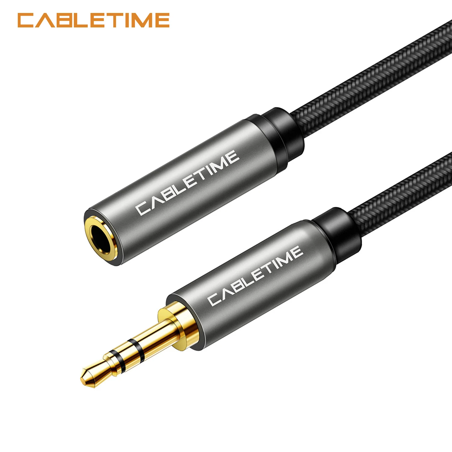 Кабель-удлинитель Cabletime для наушников с разъемом 3 5 мм обновленный серый