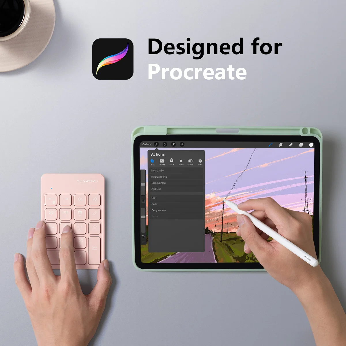 Yesword teclado sem fio para procreate bluetooth