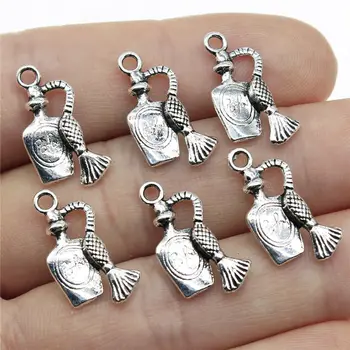 

Wholesale Jewelry Lots Antique Silver Color 20x10mm Perfume Bottle Charm Necklace women's Jewelry 250 Pieces