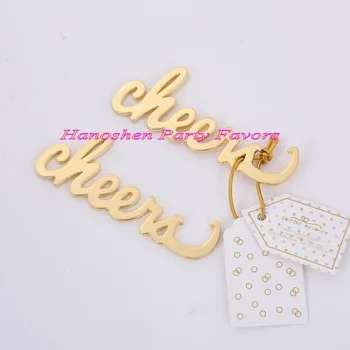 

(40 Pieces/lot) Newest Event and Wedding decorations of Cheers Antique Gold Bottle Opener Wedding gifts for Bridal showers