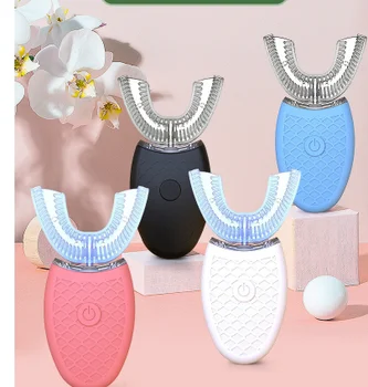 

360 Degrees Intelligent Automatic Sonic Electric Toothbrush U Type 4 Modes Tooth Brush USB Charging Tooth Whitening Blue Light