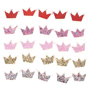 Crown Shape Dog Bows Hair Accessories Glittering Gold Bows with Rubber Band for Long Hair Pets Accesorios Para Perros