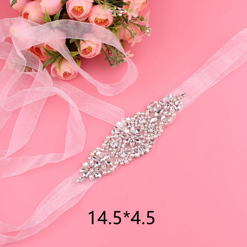 Crystal bridal belt with ribbons handmade silver wedding belt cookie patient belt for wedding evening dresses bridal waistband