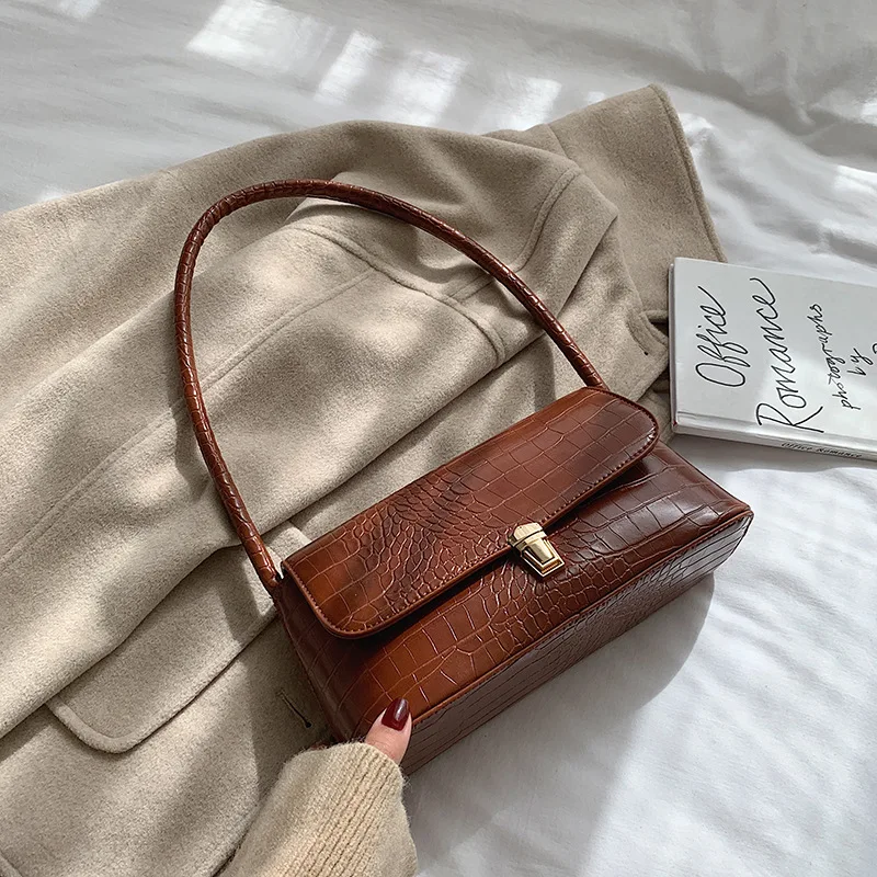 

Online Celebrity Bag Women's 2019 New Style Autumn And Winter Western Style Crocodile Pattern Hand Korean-style Versitile Fashio