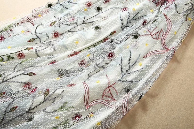 LINGHAN модное Сетчатое длинное платье с вышивкой, женские сексуальные вечерние платья с открытыми плечами, дизайнерское весенне-летнее новое платье