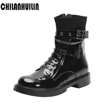 

2020autumn women fashion boots round toe thick platform short boots female ankle boots trend style black british pop riding boot
