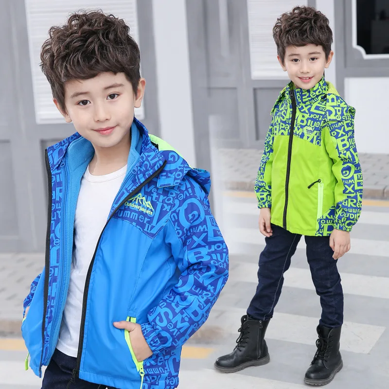 

2019 Childrenswear BOY'S Spring And Autumn Raincoat Jacket Coat Children Korean-style Three-in-One Deconstructable Lettered Rain