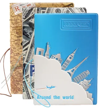 

Aroud The World Passport Cover Wallet Bag Travel Accessories Women Men PU Leather ID Address Holder Portable Boarding Card Cover