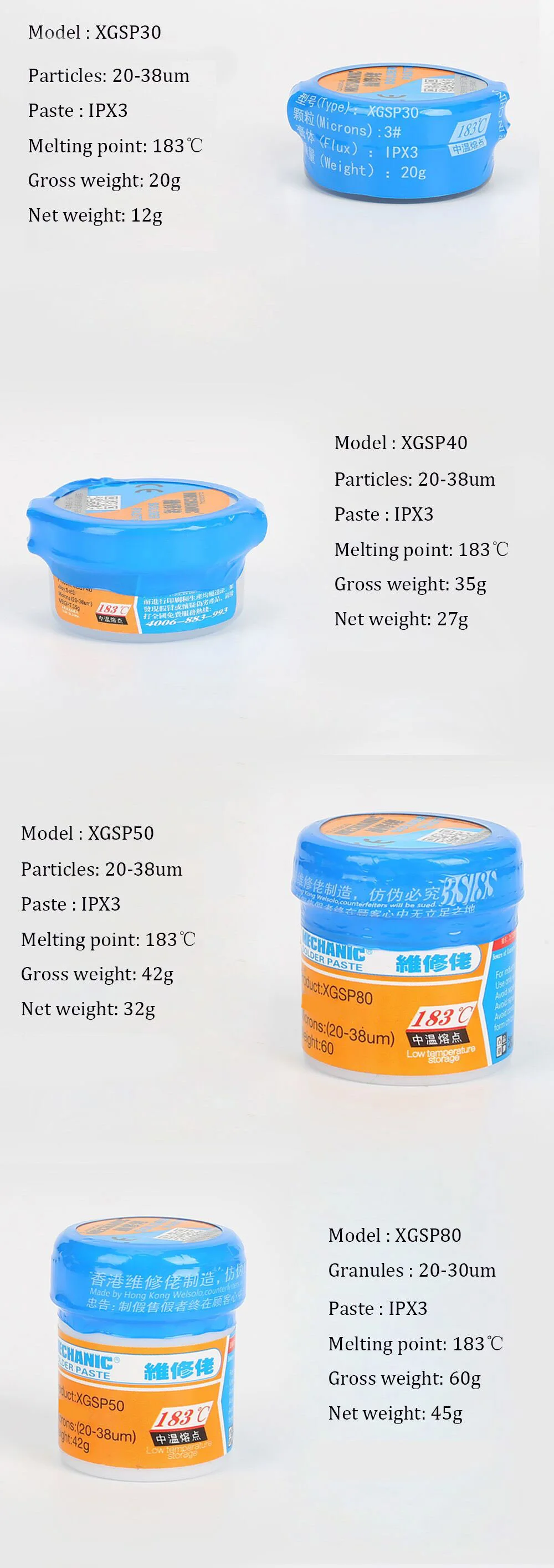 MECHANIC Original Solder Paste XGSP80 Solder Paste Flux Melting Point 183℃ PCB Repair Stencil Welding Soldering Tool gas welding torch