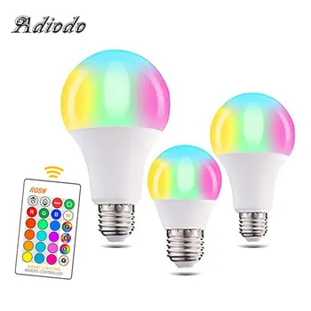

110V 220V E27 RGB LED Bulb Lights 5W 10W 15W RGB Lamp Changeable Colorful RGBW LED Lamp With IR Remote Control+Memory Mode