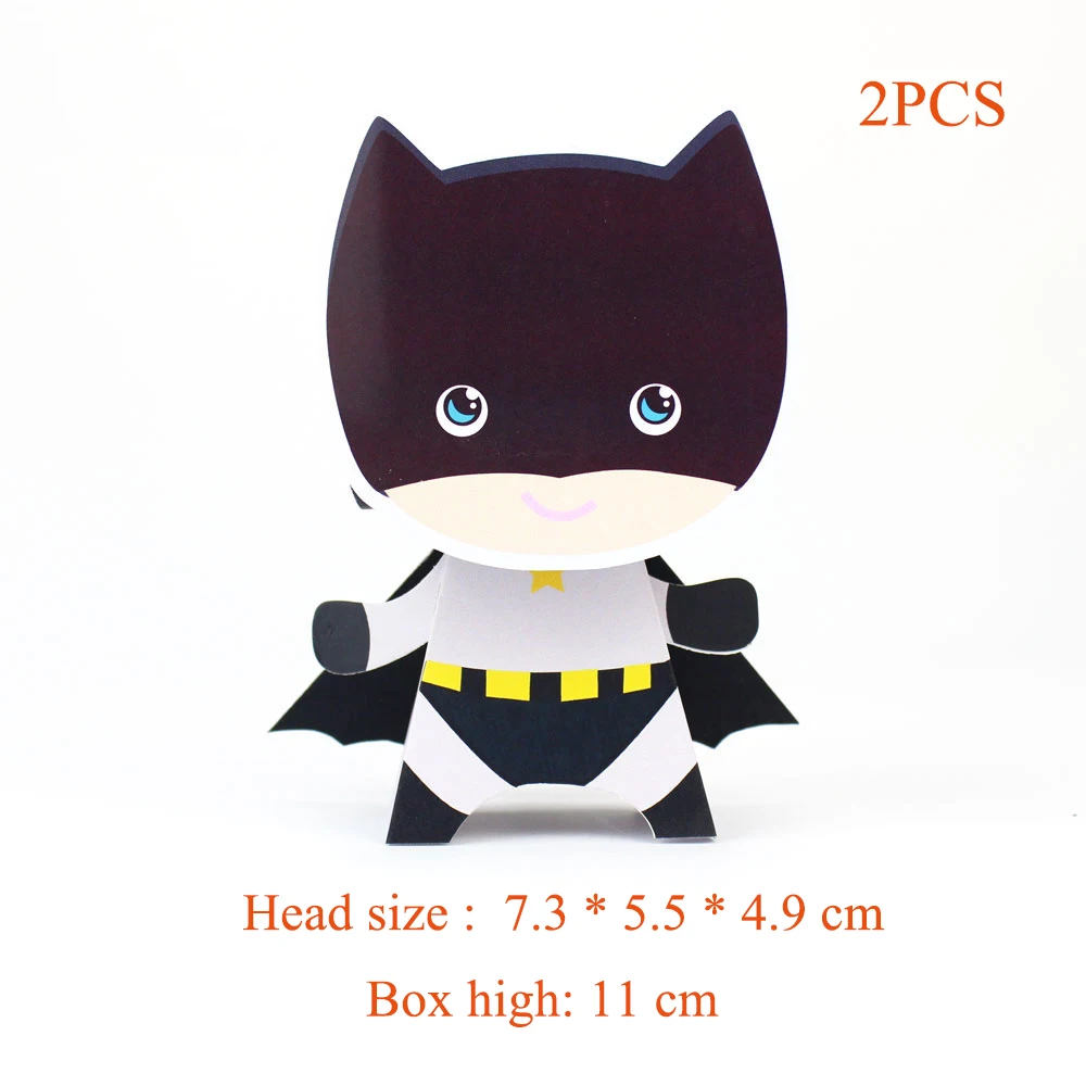 Batman box 2PCS Супер герой вечерние принадлежности приглашения подарочная коробка воздушные Шары Баннер соломенная Подарочная сумка торт Топпер бутылка для воды День рождения украшения - Цвет: Batman box 2PCS