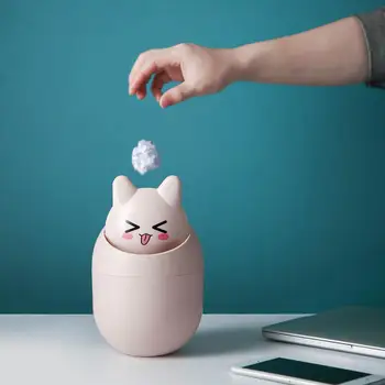 

Mini Cartoon Desktop Waste Bin with Lid Small Size Living Room Household Bedroom Night Table Garbage Can