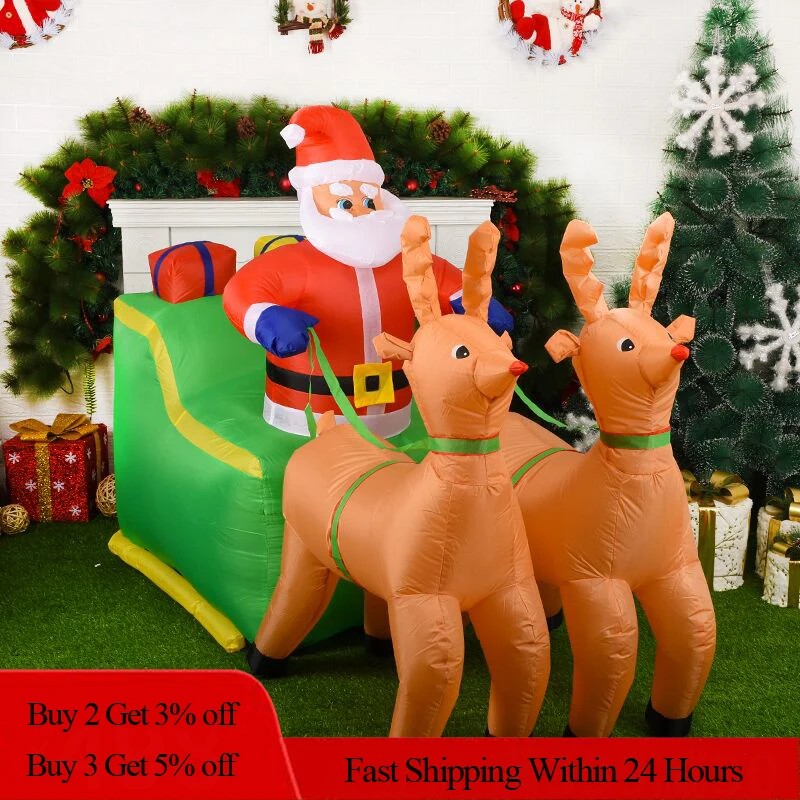 4 Ft Christmas Inflatable Reindeer outdoor Air Blown LED Yard Garden Decoration 