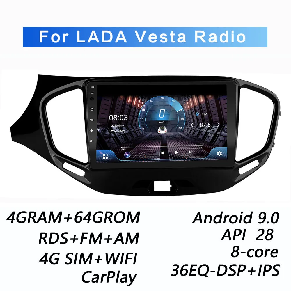 Автомагнитола для LADA Vesta стерео-система на Android 9 0 4 Гб ОЗУ 64 ПЗУ DSP с видеоплеером