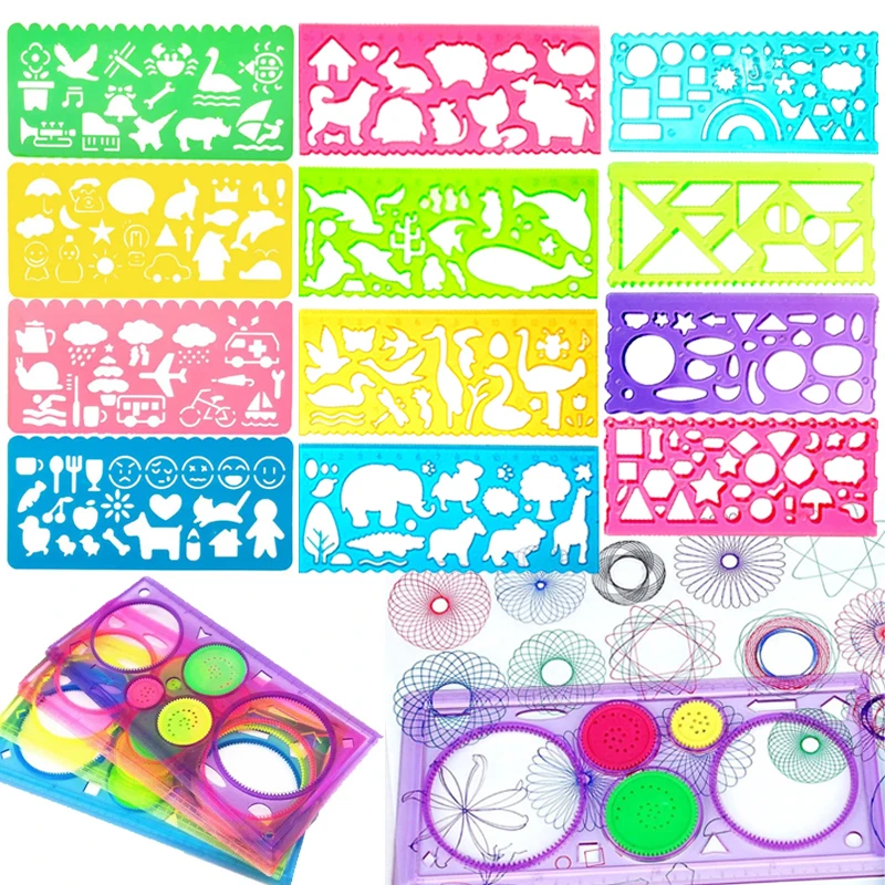 Spirograph Geometric Drawings Templates Stencils Plastic Template Rulers 