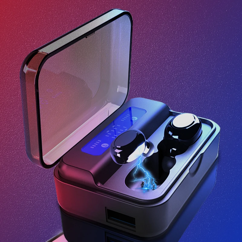 S590 TWS Bluetooth 5 0 Earphone 9D Stereo Earbuds 3500mah Led Digital Display Wireless Headset Portable Sport Headset for iphone