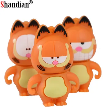 

SHANDIAN Cartoon Mini Garfield Cat USB 2.0 Flash Drive 4GB 16GB 32GB 64GB Portable Key USBMemory Stick Pendrive External Storage