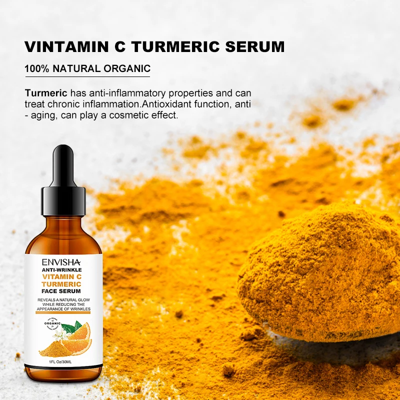 Vitamin C Turmeric Serum Facial Whitening Anti Aging Wrinkle Moisturizing Essence Face Korean Cosmetics Skin Care Shrink Pores 2