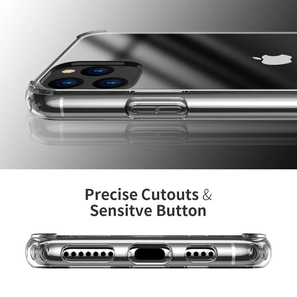 FLOVEME противоударный чехол для iPhone 11 7 с мягкими краями прозрачный защитный XR X Pro 8