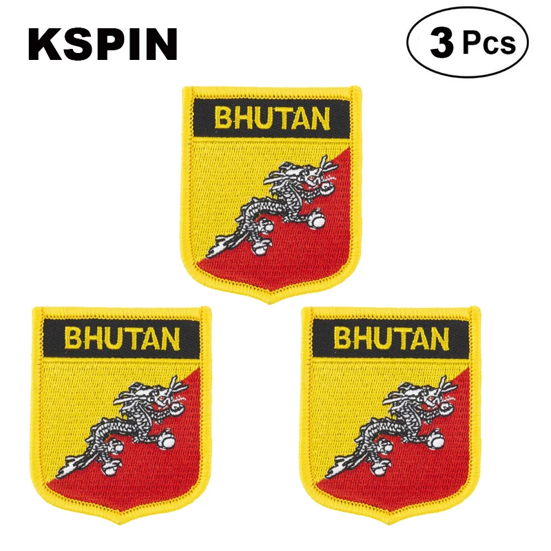 Бутан Shiled форма флаг нашивки с национальным флагом для украшения своими руками |