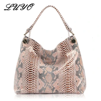 

Big Handbags For Women 2019 Female Shoulder Bag Luxury Serpentine Genuine Leather Tote Bags High Quality Fashion Hobos Pochette